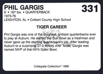 1989 Collegiate Collection Coke Auburn Tigers (580) #331 Phil Gargis Back