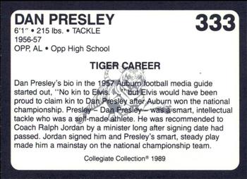 1989 Collegiate Collection Coke Auburn Tigers (580) #333 Dan Presley Back