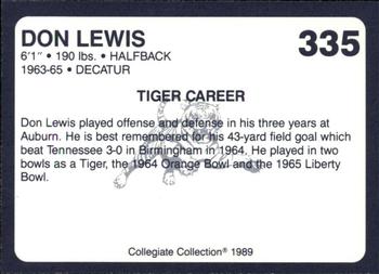 1989 Collegiate Collection Coke Auburn Tigers (580) #335 Don Lewis Back