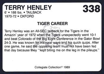 1989 Collegiate Collection Coke Auburn Tigers (580) #338 Terry Henley Back