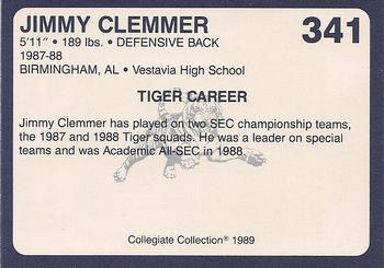 1989 Collegiate Collection Coke Auburn Tigers (580) #341 Jimmy Clemmer Back
