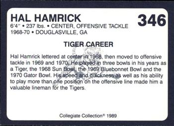 1989 Collegiate Collection Coke Auburn Tigers (580) #346 Hal Hamrick Back
