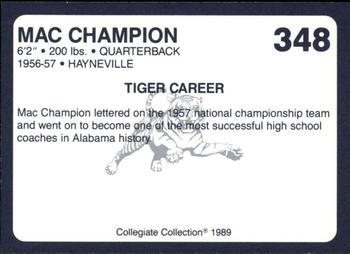 1989 Collegiate Collection Coke Auburn Tigers (580) #348 Mac Champion Back