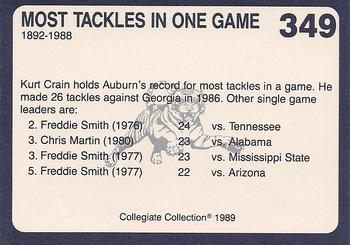 1989 Collegiate Collection Coke Auburn Tigers (580) #349 Most Tackles Back