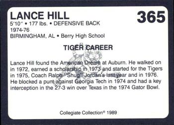 1989 Collegiate Collection Coke Auburn Tigers (580) #365 Lance Hill Back