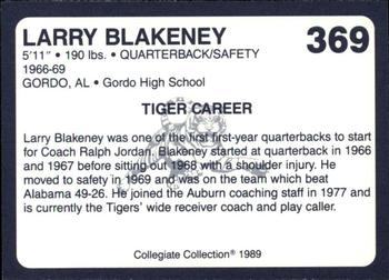 1989 Collegiate Collection Coke Auburn Tigers (580) #369 Larry Blakeney Back
