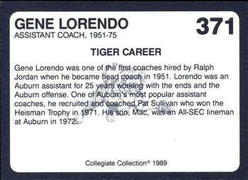 1989 Collegiate Collection Coke Auburn Tigers (580) #371 Gene Lorendo Back