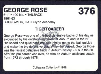 1989 Collegiate Collection Coke Auburn Tigers (580) #376 George Rose Back