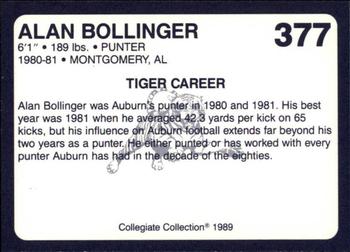 1989 Collegiate Collection Coke Auburn Tigers (580) #377 Alan Bollinger Back