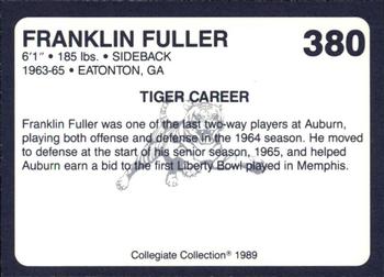 1989 Collegiate Collection Coke Auburn Tigers (580) #380 Franklin Fuller Back