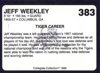 1989 Collegiate Collection Coke Auburn Tigers (580) #383 Jeff Weekley Back