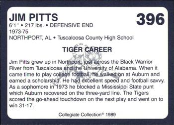 1989 Collegiate Collection Coke Auburn Tigers (580) #396 Jim Pitts Back