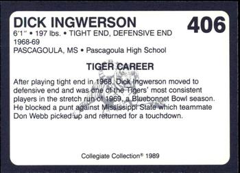 1989 Collegiate Collection Coke Auburn Tigers (580) #406 Dick Ingwerson Back