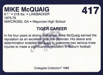 1989 Collegiate Collection Coke Auburn Tigers (580) #417 Mike McQuaig Back