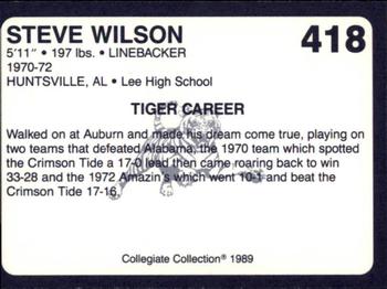 1989 Collegiate Collection Coke Auburn Tigers (580) #418 Steve Wilson Back