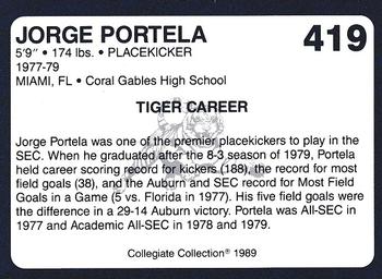 1989 Collegiate Collection Coke Auburn Tigers (580) #419 Jorge Portela Back