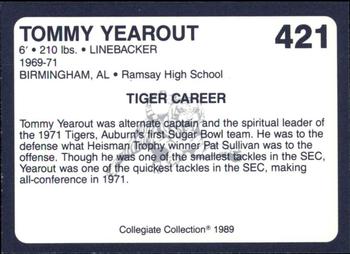 1989 Collegiate Collection Coke Auburn Tigers (580) #421 Tommy Yearout Back