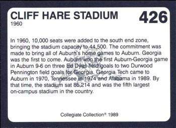 1989 Collegiate Collection Coke Auburn Tigers (580) #426 Cliff Hare Stadium Back