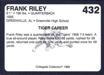 1989 Collegiate Collection Coke Auburn Tigers (580) #432 Frank Riley Back
