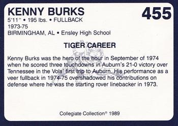 1989 Collegiate Collection Coke Auburn Tigers (580) #455 Kenny Burks Back
