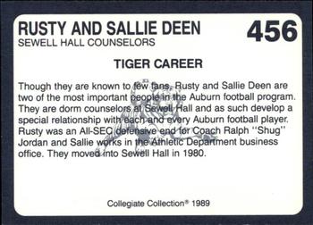 1989 Collegiate Collection Coke Auburn Tigers (580) #456 Rusty Deen / Sallie Deen Back