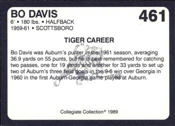 1989 Collegiate Collection Coke Auburn Tigers (580) #461 Bo Davis Back