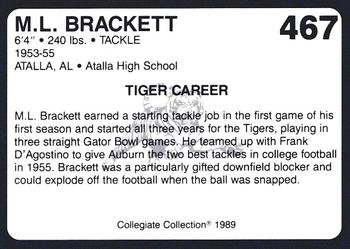 1989 Collegiate Collection Coke Auburn Tigers (580) #467 M.L. Brackett Back