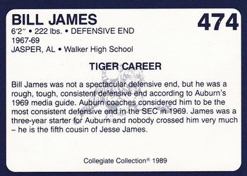 1989 Collegiate Collection Coke Auburn Tigers (580) #474 Bill James Back