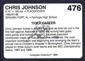 1989 Collegiate Collection Coke Auburn Tigers (580) #476 Chris Johnson Back