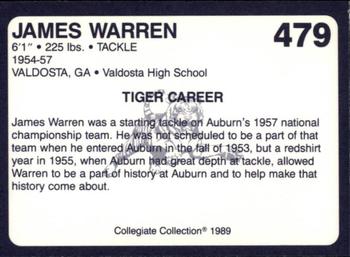 1989 Collegiate Collection Coke Auburn Tigers (580) #479 James Warren Back