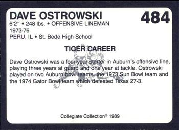 1989 Collegiate Collection Coke Auburn Tigers (580) #484 Dave Ostrowski Back