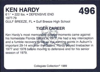 1989 Collegiate Collection Coke Auburn Tigers (580) #496 Ken Hardy Back