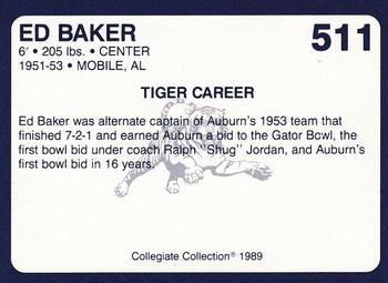 1989 Collegiate Collection Coke Auburn Tigers (580) #511 Ed Baker Back