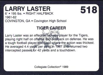 1989 Collegiate Collection Coke Auburn Tigers (580) #518 Larry Laster Back