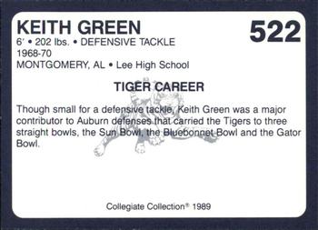 1989 Collegiate Collection Coke Auburn Tigers (580) #522 Keith Green Back