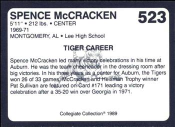 1989 Collegiate Collection Coke Auburn Tigers (580) #523 Spence McCracken Back