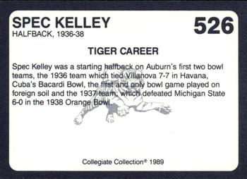 1989 Collegiate Collection Coke Auburn Tigers (580) #526 Spec Kelley Back