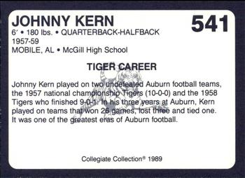 1989 Collegiate Collection Coke Auburn Tigers (580) #541 Johnny Kern Back