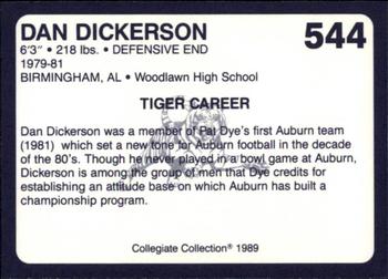 1989 Collegiate Collection Coke Auburn Tigers (580) #544 Dan Dickerson Back
