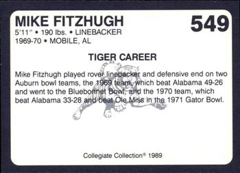 1989 Collegiate Collection Coke Auburn Tigers (580) #549 Mike Fitzhugh Back
