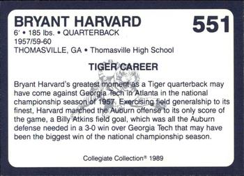 1989 Collegiate Collection Coke Auburn Tigers (580) #551 Bryant Harvard Back