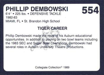 1989 Collegiate Collection Coke Auburn Tigers (580) #554 Phillip Dembowski Back