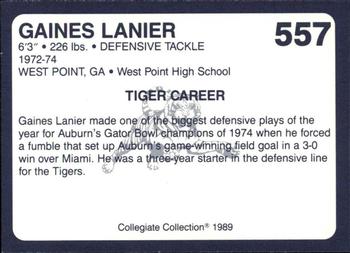 1989 Collegiate Collection Coke Auburn Tigers (580) #557 Gaines Lanier Back