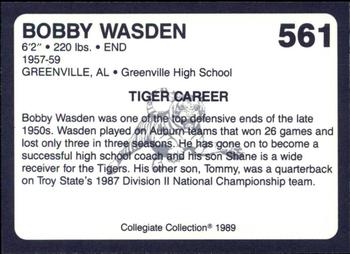 1989 Collegiate Collection Coke Auburn Tigers (580) #561 Bobby Wasden Back