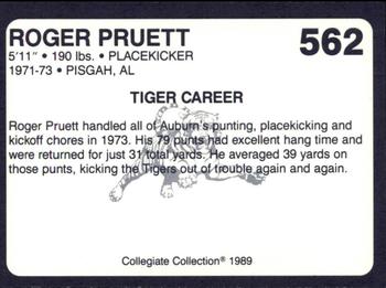 1989 Collegiate Collection Coke Auburn Tigers (580) #562 Roger Pruett Back