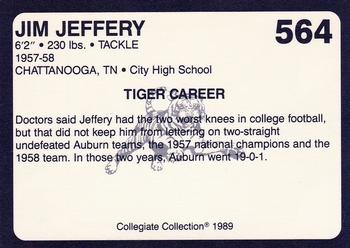 1989 Collegiate Collection Coke Auburn Tigers (580) #564 Jim Jeffery Back