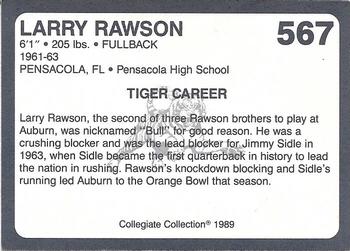 1989 Collegiate Collection Coke Auburn Tigers (580) #567 Larry Rawson Back
