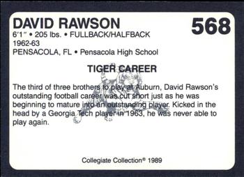 1989 Collegiate Collection Coke Auburn Tigers (580) #568 David Rawson Back