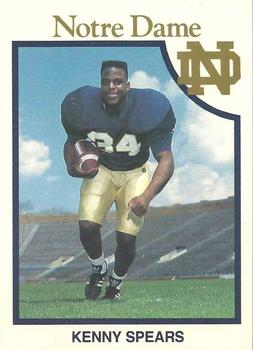 1990 Notre Dame Fighting Irish 60 #5 Kenny Spears Front