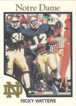1990 Notre Dame Fighting Irish 60 #9 Ricky Watters Front